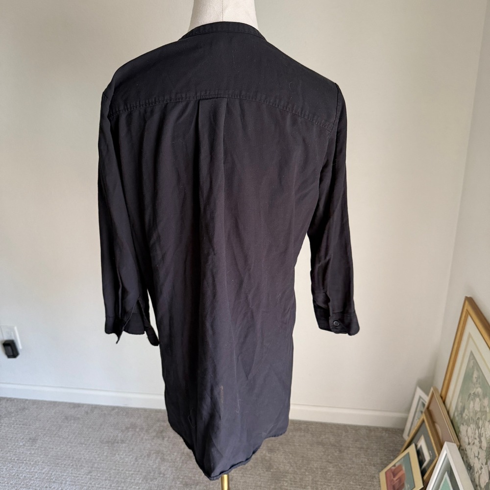 UNIQLO Women's Black 3/4 Sleeve Button Down Tunic Top Mandarin Collar Medium - Picture 5 of 7